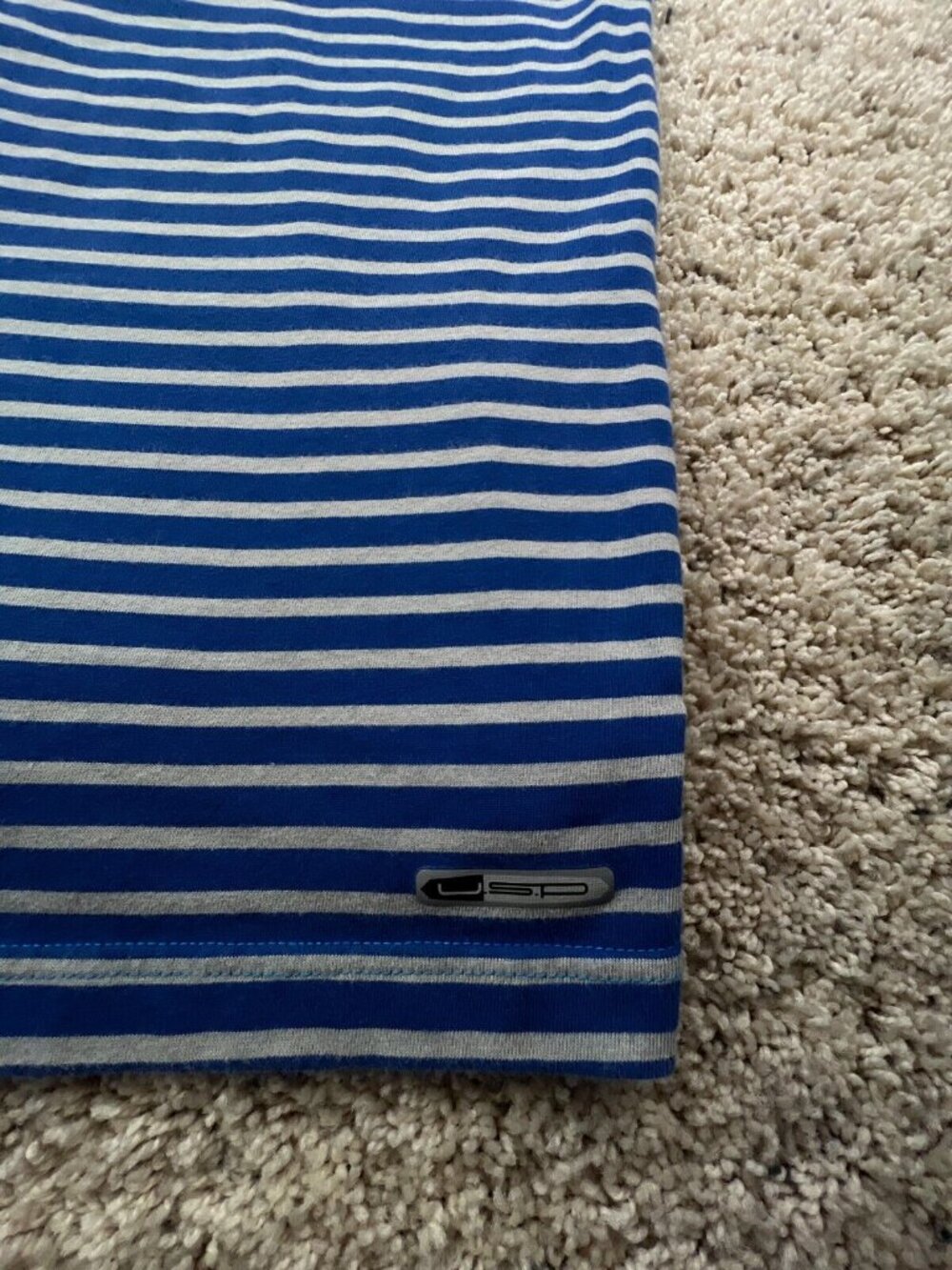 Puma Men’s Golf Polo Shirt Short Sleeve Blue Gray Striped Medium Casual Cotton - Picture 11 of 11